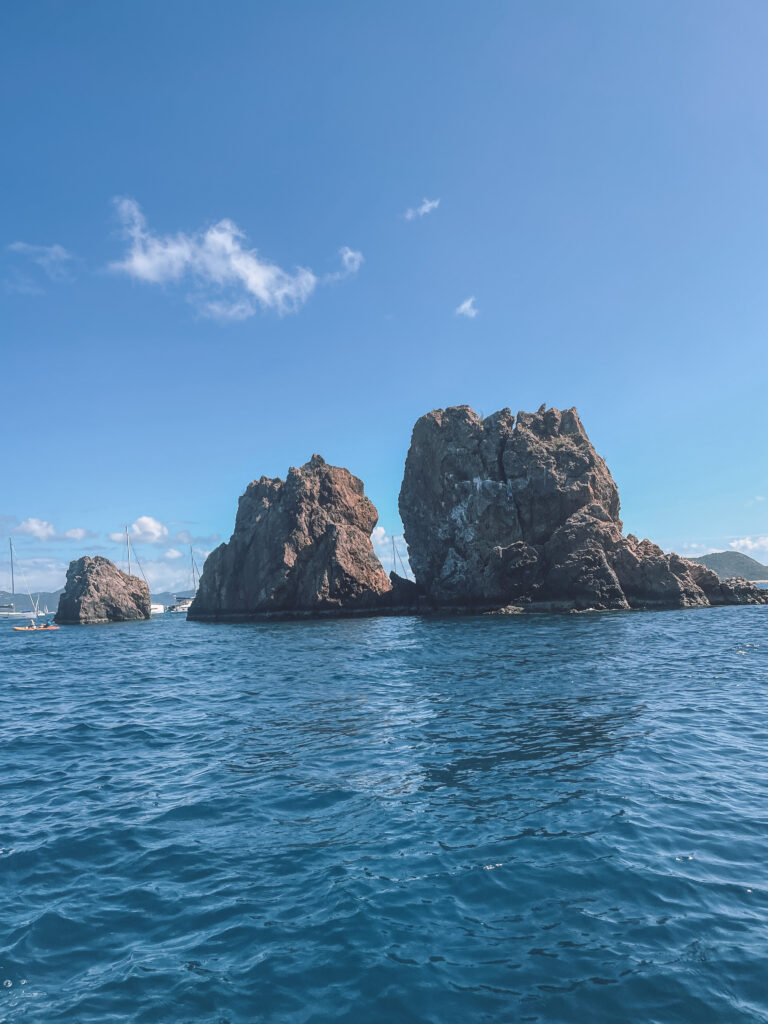 BVI sailing adventures sailboat anchored in turquoise waters at Long Bay Jost Van Dyke British Virgin Islands